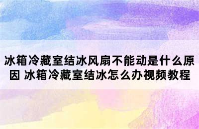 冰箱冷藏室结冰风扇不能动是什么原因 冰箱冷藏室结冰怎么办视频教程